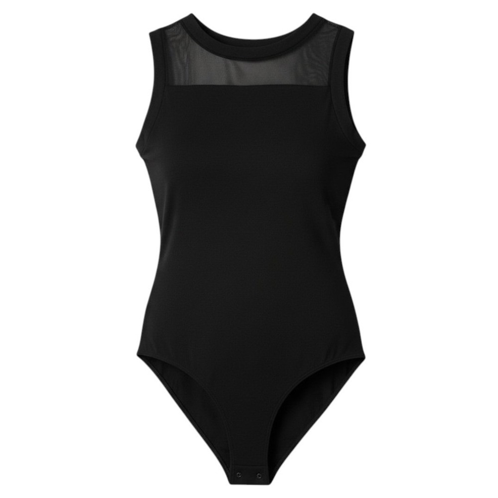 SKIMS Essential Crew‎ Neck Thong Bodysuit XS Onyx Black Sleeveless Seamless